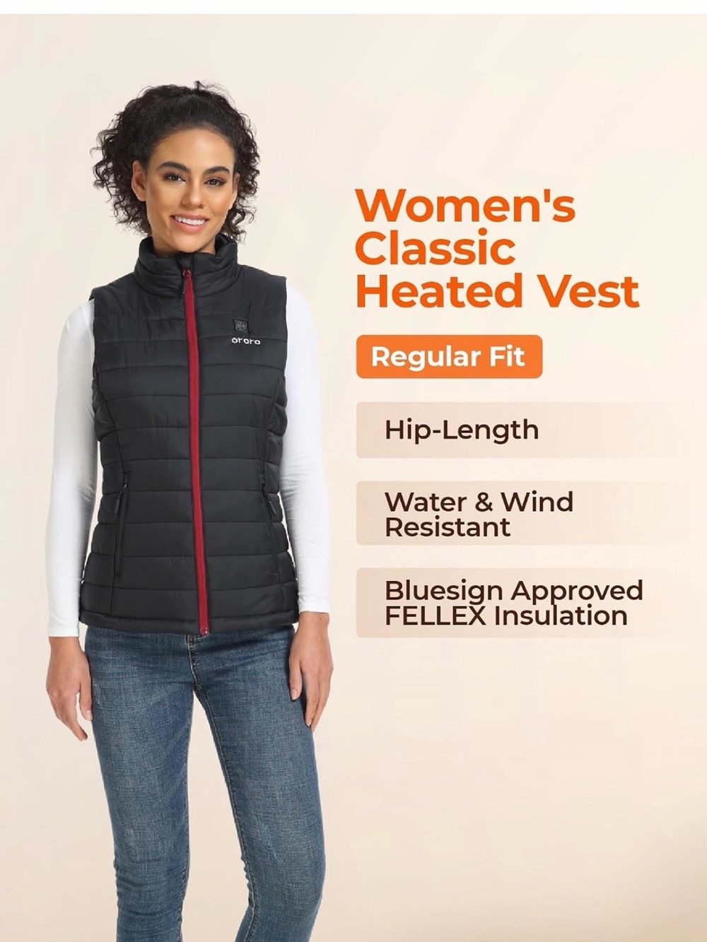 ORORO Women's Heated Vest with battery pack NWT - Picture 4 of 12
